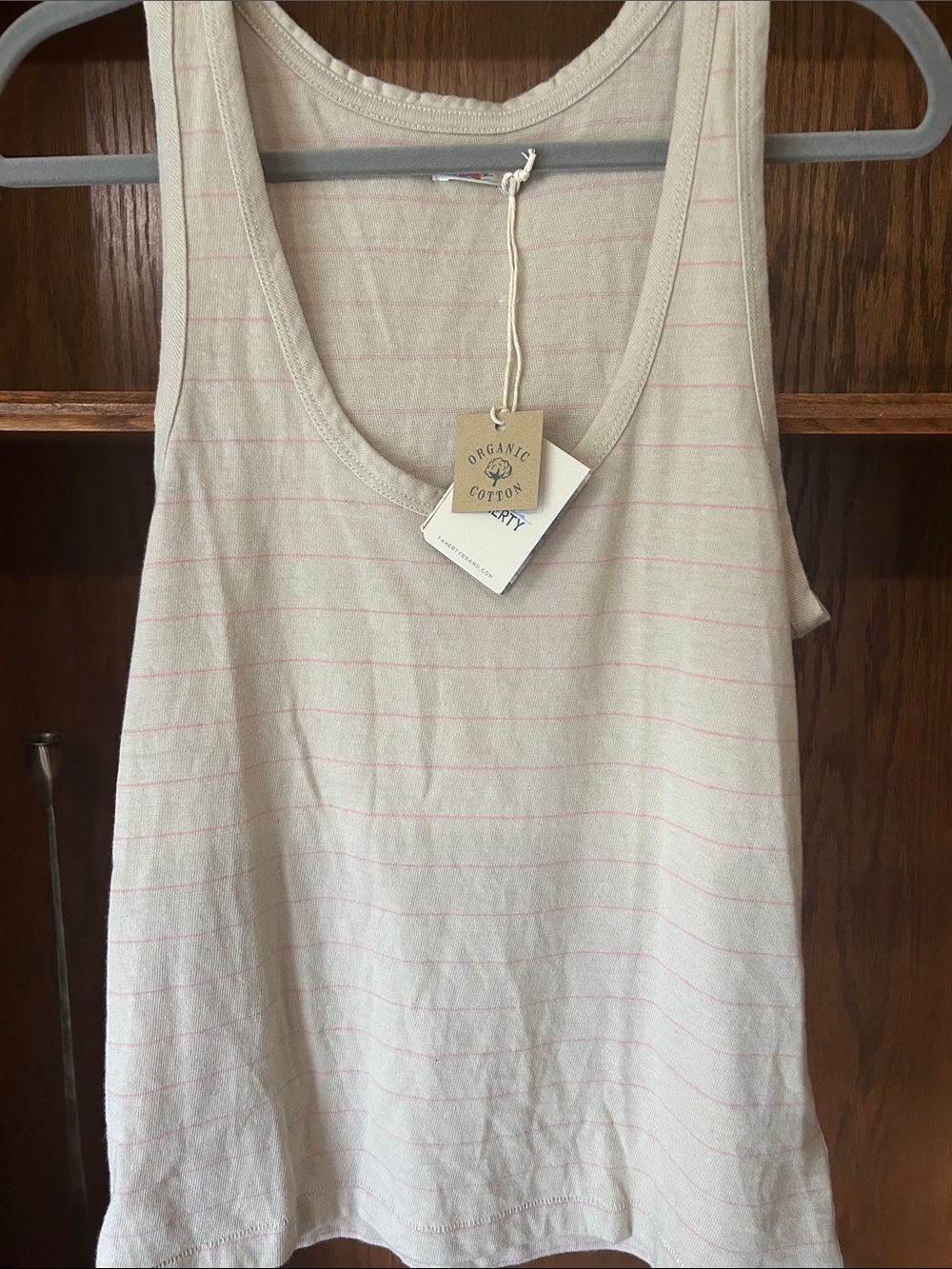 Faherty Cream Tank Top with Pink Stripes